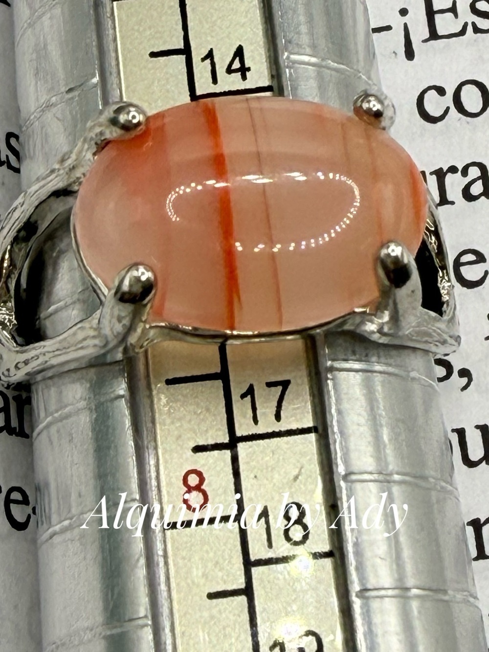 Peach-Orange Cabochon agate Ring